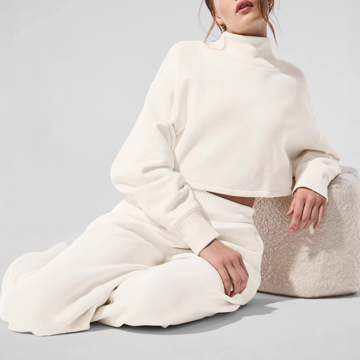Women's Half Turtleneck Fashion Casual Loose Knitted Suits