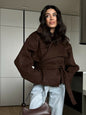 Women's Simple Solid Color Wide Shoulder Lapel Coats