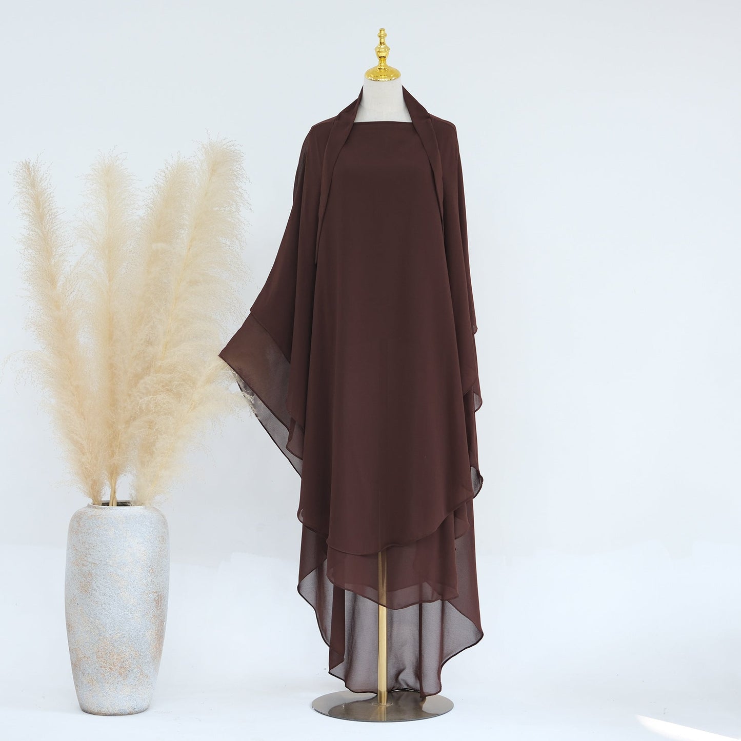 Solid Color Front Rear Chiffon Big Dresses