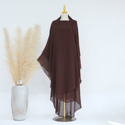 Solid Color Front Rear Chiffon Big Dresses