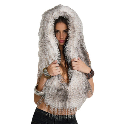 Women's Fur Deep V Halter Bare Back Blouses