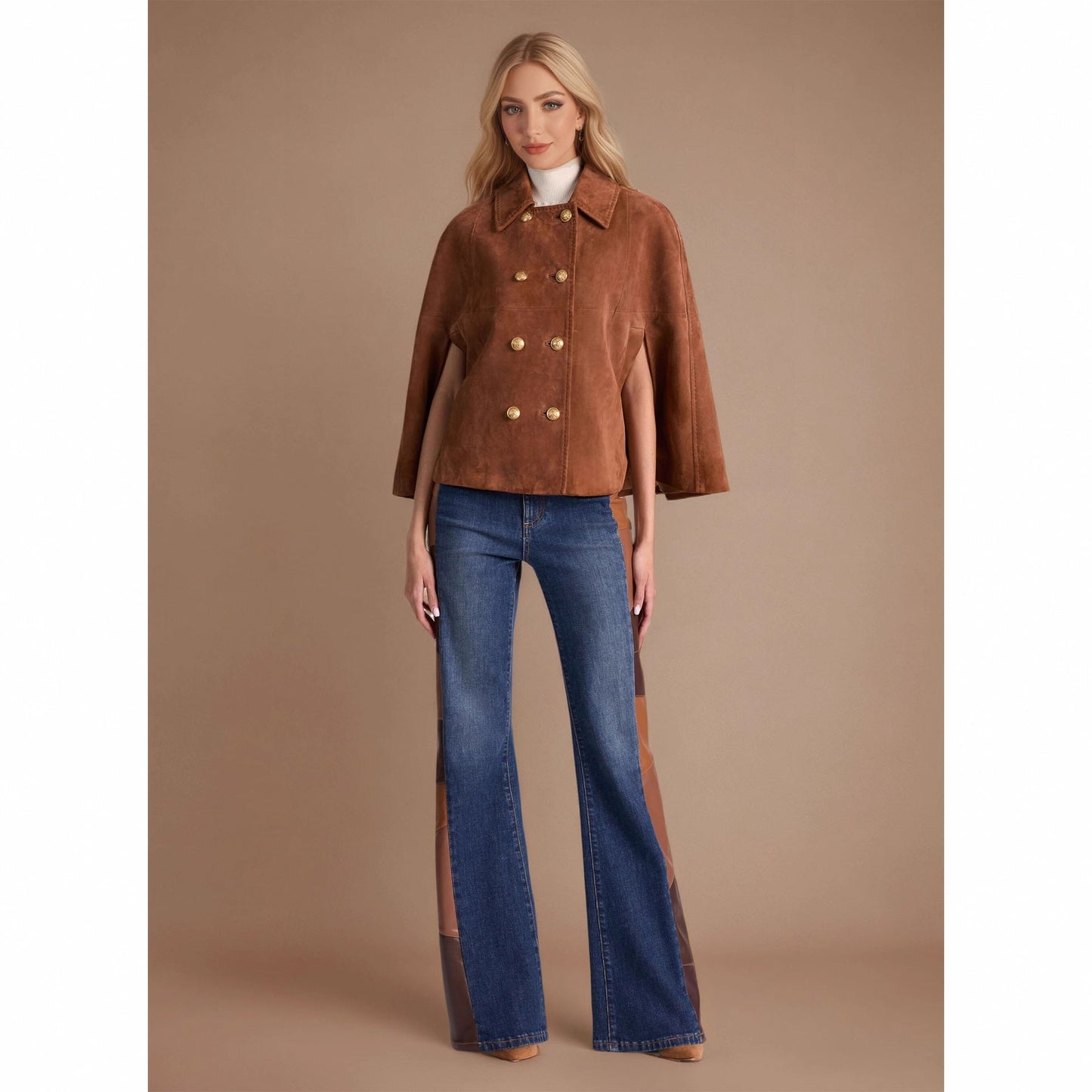 Fashion Retro Loose Design Double Row Metal Buckle Coats