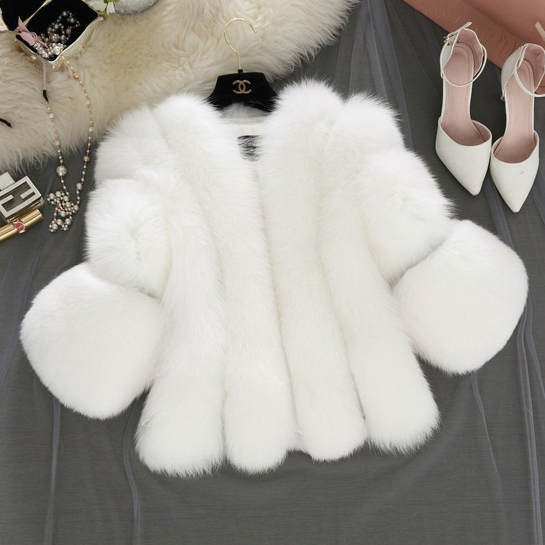 Women's Imitation Fur Fox Stitching Artificial Coats