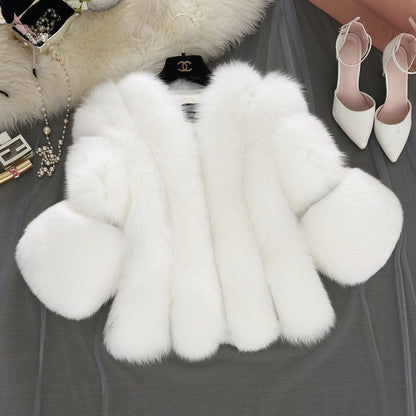 Women's Imitation Fur Fox Stitching Artificial Coats