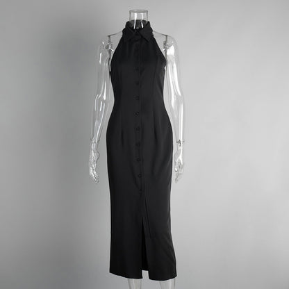 Women's Fashionable Simple Slit Long Dress Summer Dresses