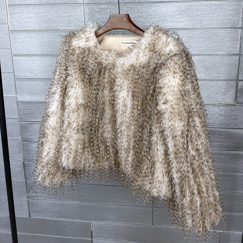 Women's Canary Turkey Fur Korean Style Solid Coats