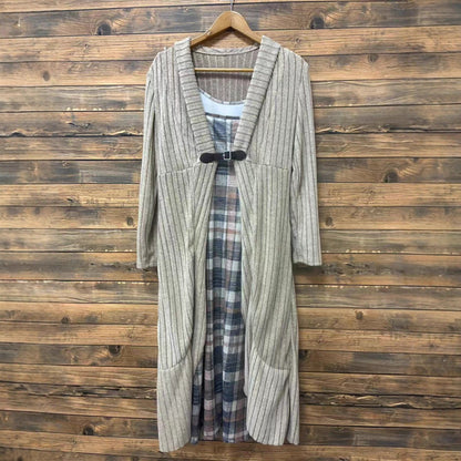 Pleated Long Style Sleeve Trench Shawl Coats