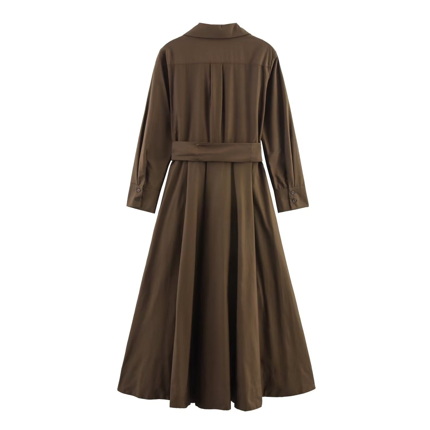 Women's Fashion Vacation Style Versatile Poplin Shirt Dresses