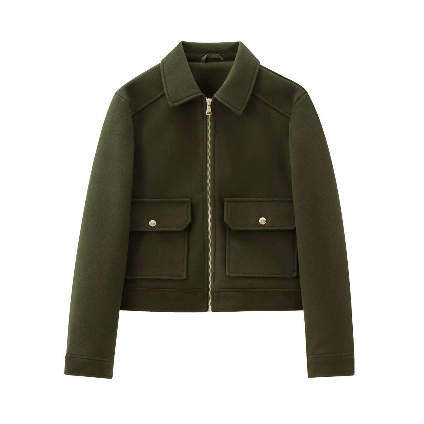 Women's Zipper Ornament Soft Long Sleeve Lapel Coats