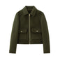 Women's Zipper Ornament Soft Long Sleeve Lapel Coats