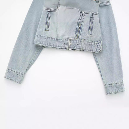 Women's Classic French Style Motorcycle Denim Coats