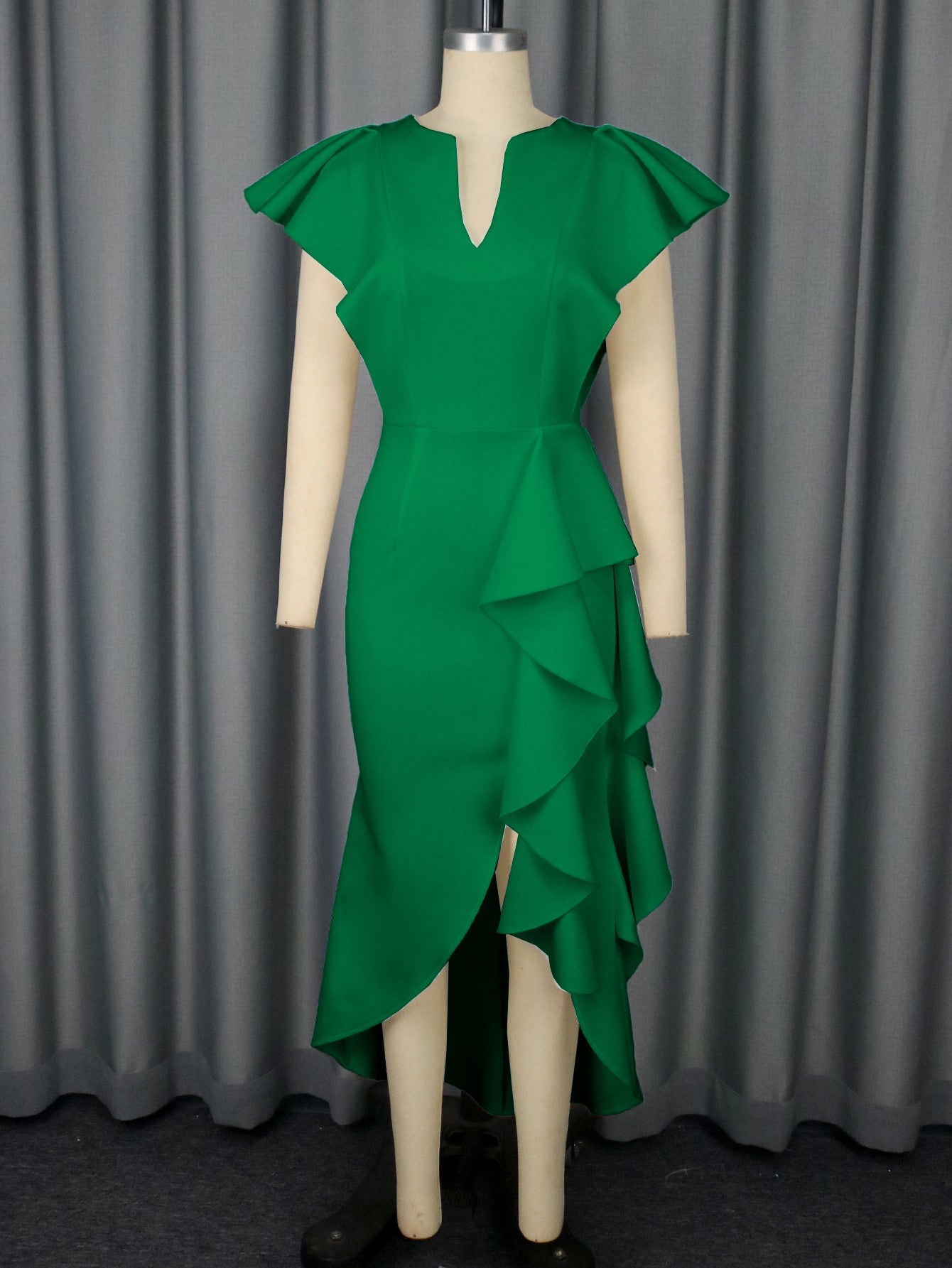 Elegant Ruffled Dress High Waist Slit Irregular Dresses