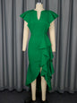 Elegant Ruffled Dress High Waist Slit Irregular Dresses