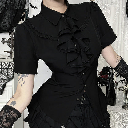 Women's Dark Goth Culture Slim Fit Shirt Outfit Suits