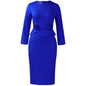 Women's Fashion Round Neck Long Sleeve Solid Dresses