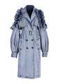 Women's Denim Trench Waist Lotus Leaf Fashion Jackets