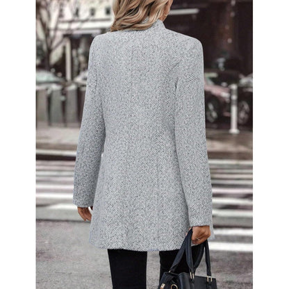 Women's Long Sleeve Solid Color Stand Collar Button Trench Fashion Coats