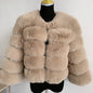 Women's Warm Leisure Stitching Faux Fox Fur Coats