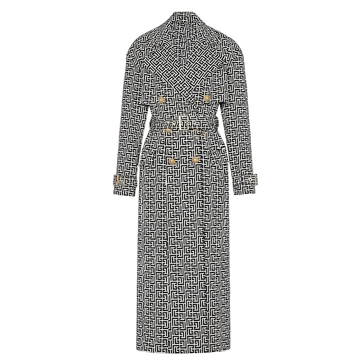 Women's Autumn Jacquard Belt Hepburn Style Temperament Coats