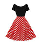 Sleeve Stitching Contrast Color Retro Polka Dresses