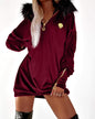 Color Wool Stitching Hooded Zipper Veet Dresses