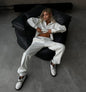 Casual Fashion Thickening Embroidery Long-sleeved Trousers Suits