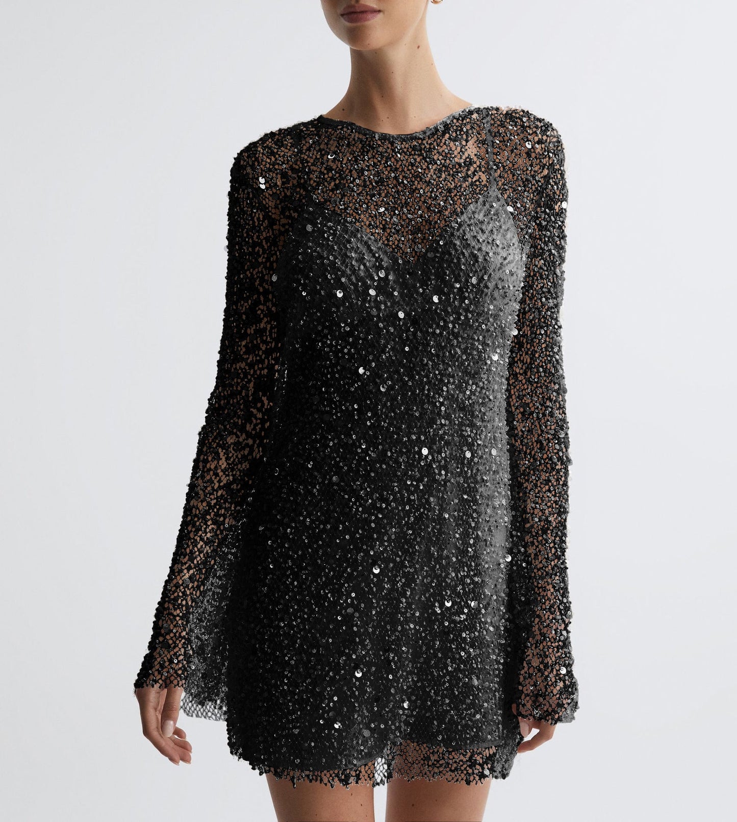 Women's Bubble Beads Mesh Two-piece Set Sling Dresses