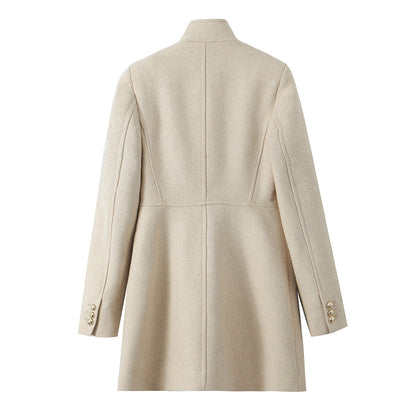 Women's Elegant Wool Blend Double-breasted Overcoat Coats