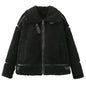 Lamb Wool Female Motorcycle Fur Integrated Coats