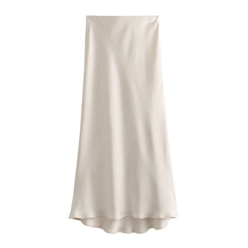 Women's Summer French Fashion Silk Satin Texture Skirts