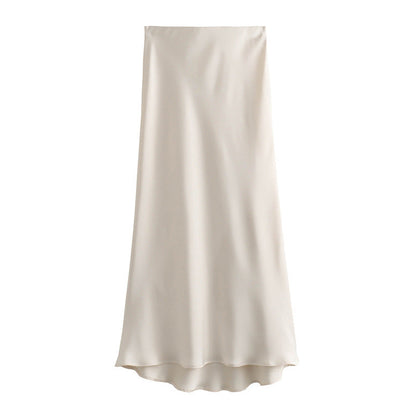 Women's Summer French Fashion Silk Satin Texture Skirts