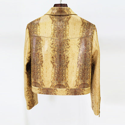 Cool Fashion Snakeskin Pattern Leather Flared Pants