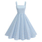 Pink Plaid Young Strap Long Dress Tops