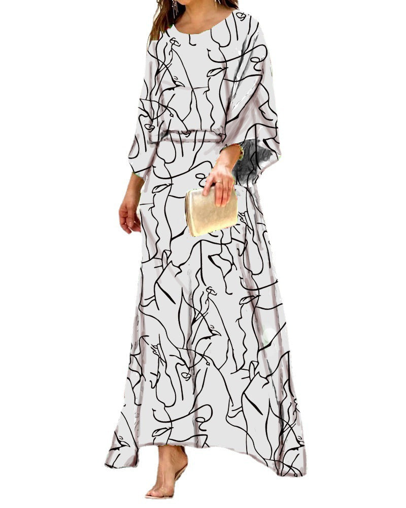 Women's Summer Loose Print Long-sleeved High Waist Suits