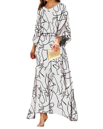 Women's Summer Loose Print Long-sleeved High Waist Suits