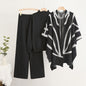 Women's Temperament Idle Style Knitted Shawl Cape Wide Leg Suits