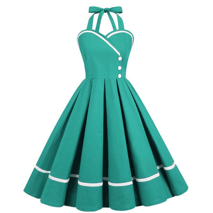 Retro Patchwork Large Hem Dress Pettiskirt Dresses