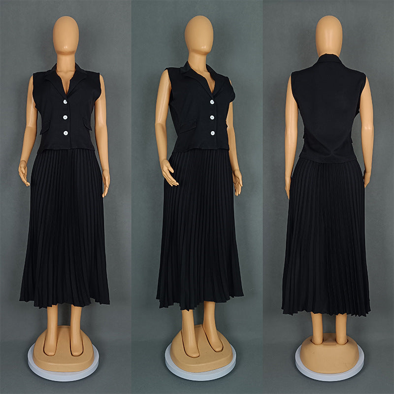 Women's Fashion Elegant Collar Single-breasted Pleated Suits