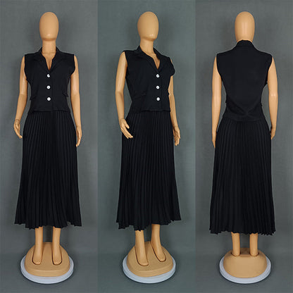 Women's Fashion Elegant Collar Single-breasted Pleated Suits