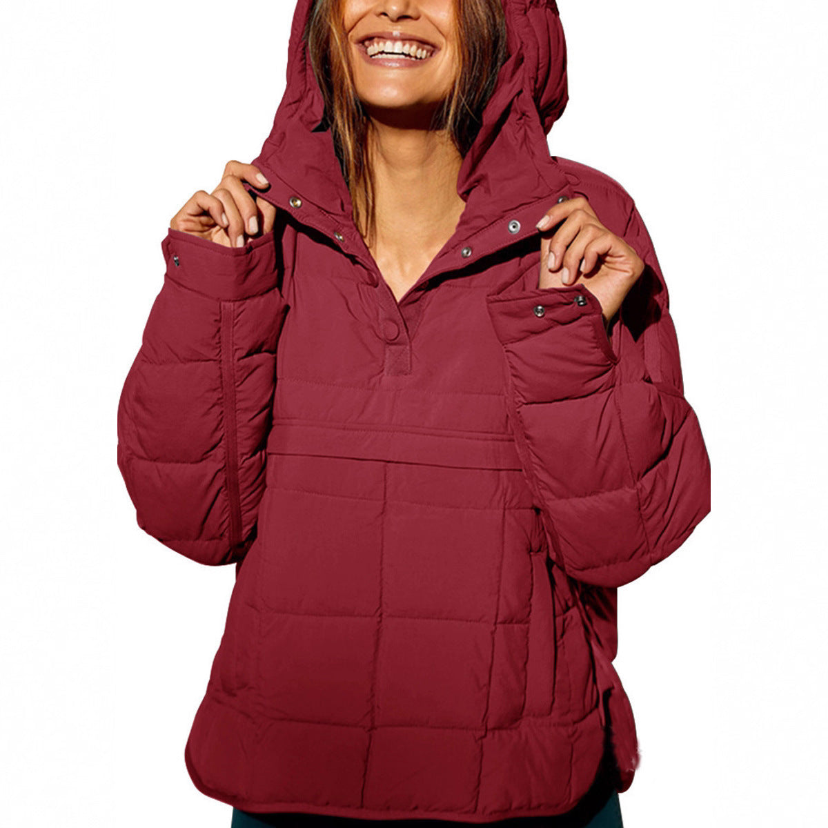 Women's Solid Color Hooded Pullover Pocket Long Coats