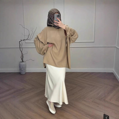 Muslim Lazy Loose Long Sleeve Contrast Suits
