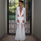 Women's Sexy Mesh Deep Pleated Long-sleeved Dress Dresses