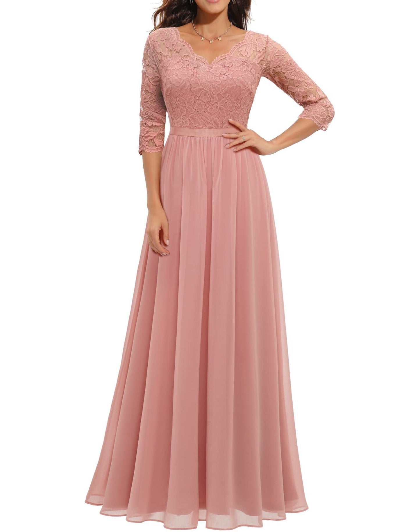 Classic Dress Lace Long Patchwork Noble Dresses