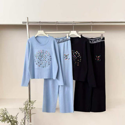 Casual Fashion Round Neck Versatile Knitted Suits