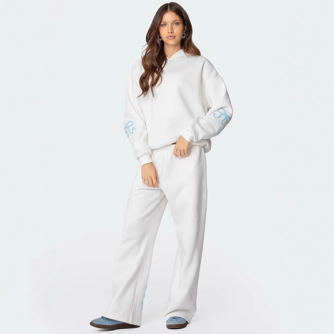 Women's Sports Leisure Hooded Loose Bow Printed Sweaters