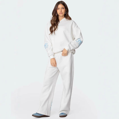Women's Sports Leisure Hooded Loose Bow Printed Sweaters