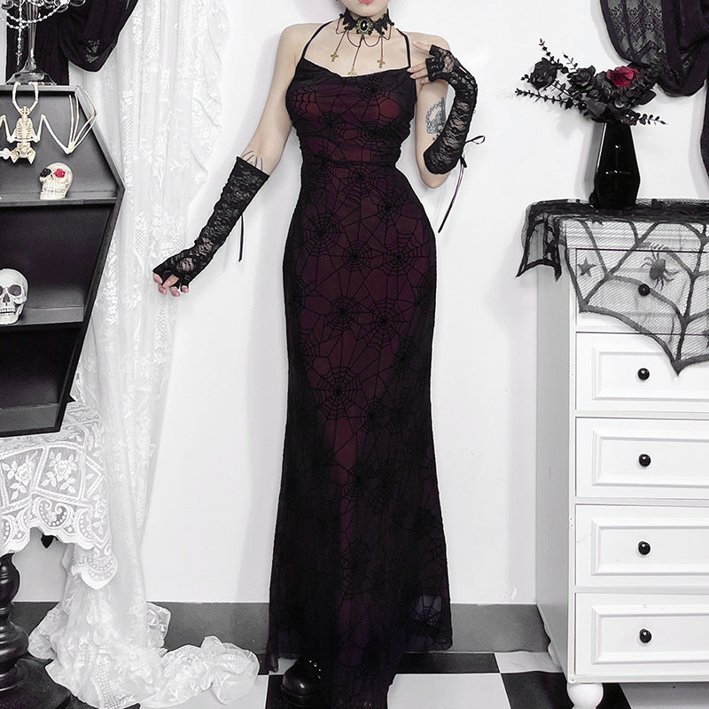 Women's Summer Dark Elegant Sexy Collar Spider Dresses