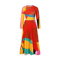 Autumn Pleated Print Contrast Color Long Sleeve Fashion Suits