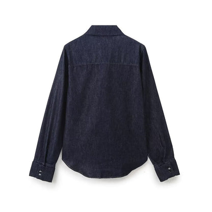 Women's Autumn Fashion Casual Bow Tie Denim Shirt Suits
