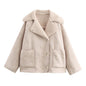 Women's Retro Style Woolen Lapel Loose Fur Tops